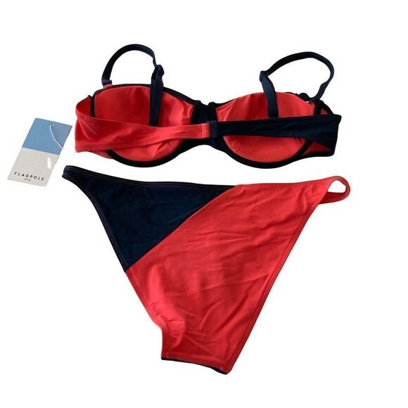 Flagpole NYC Electra 2 Piece Bikini Swimsuit Size XL Navy Pink Color Block - Picture 4 of 12